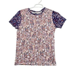 Lands' End Paisley Print T-Shirt Women's Size‎ S Short Sleeve Colorful